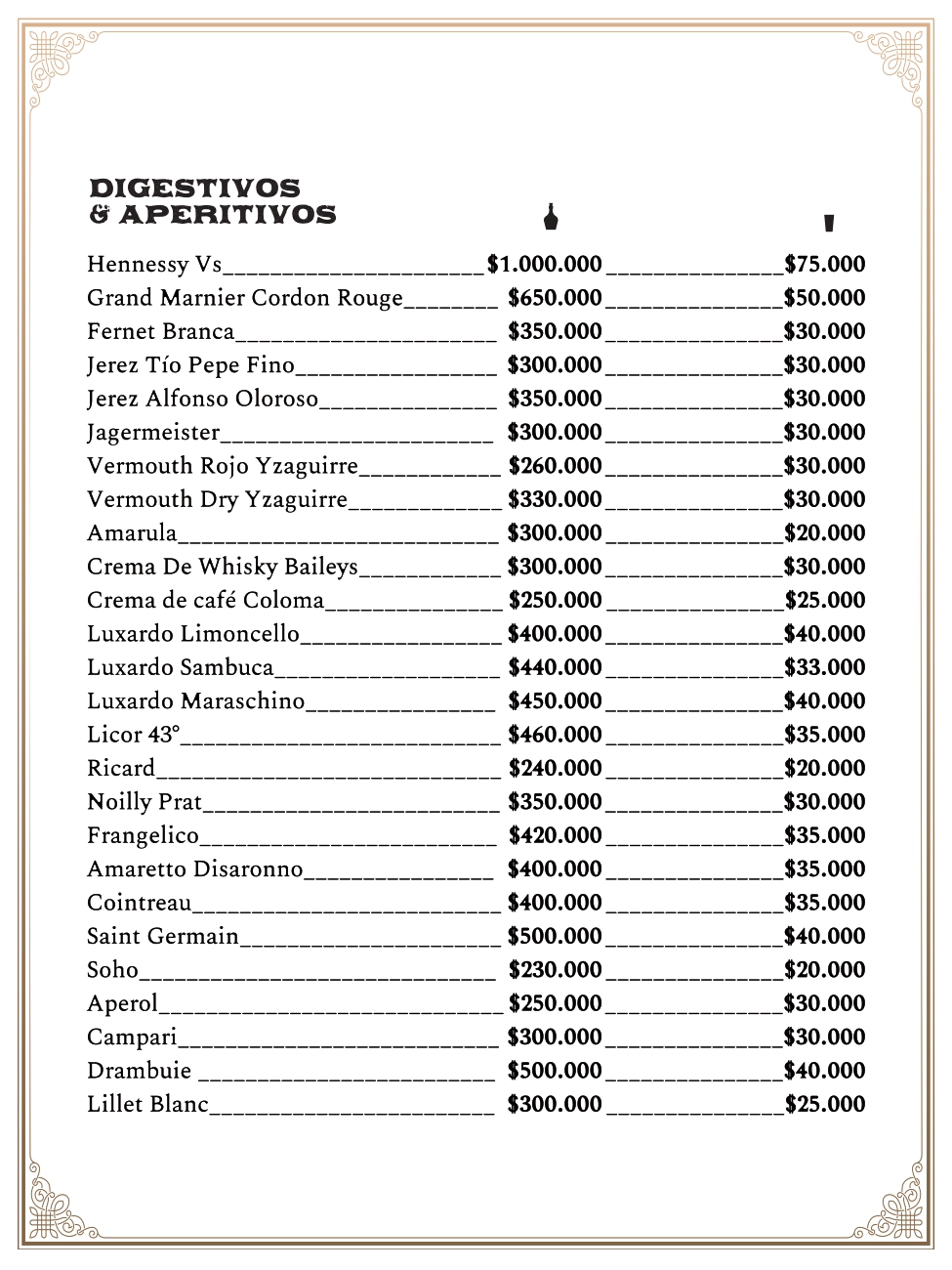 Carta bar restaurante Mombasa