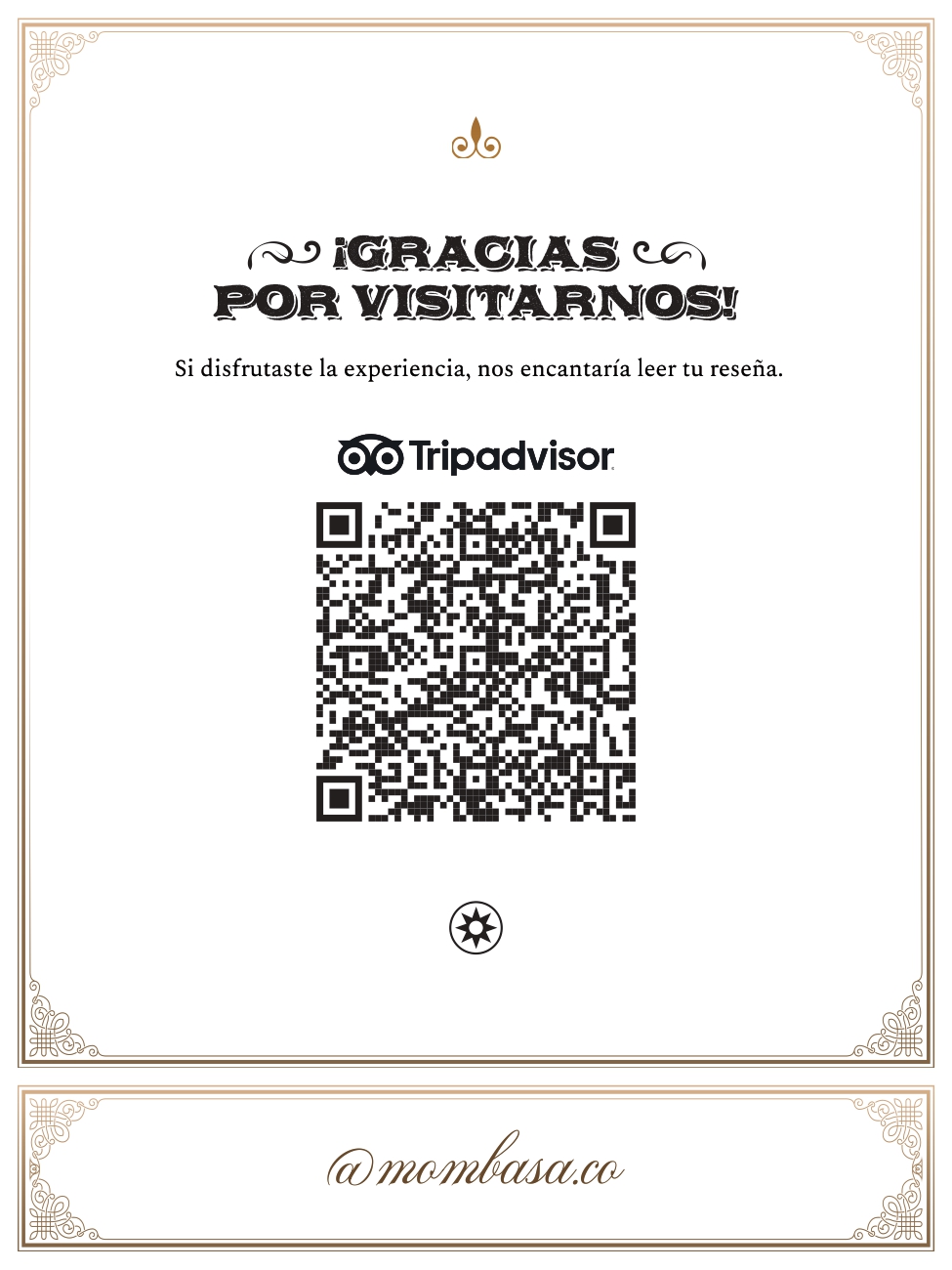 Carta bar restaurante Mombasa