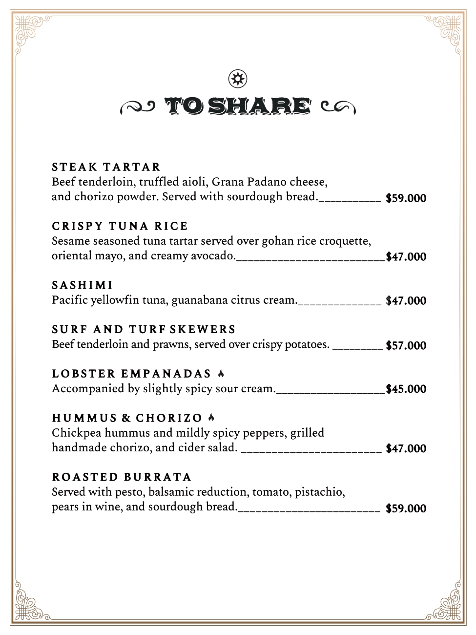 Carta bar restaurante Mombasa