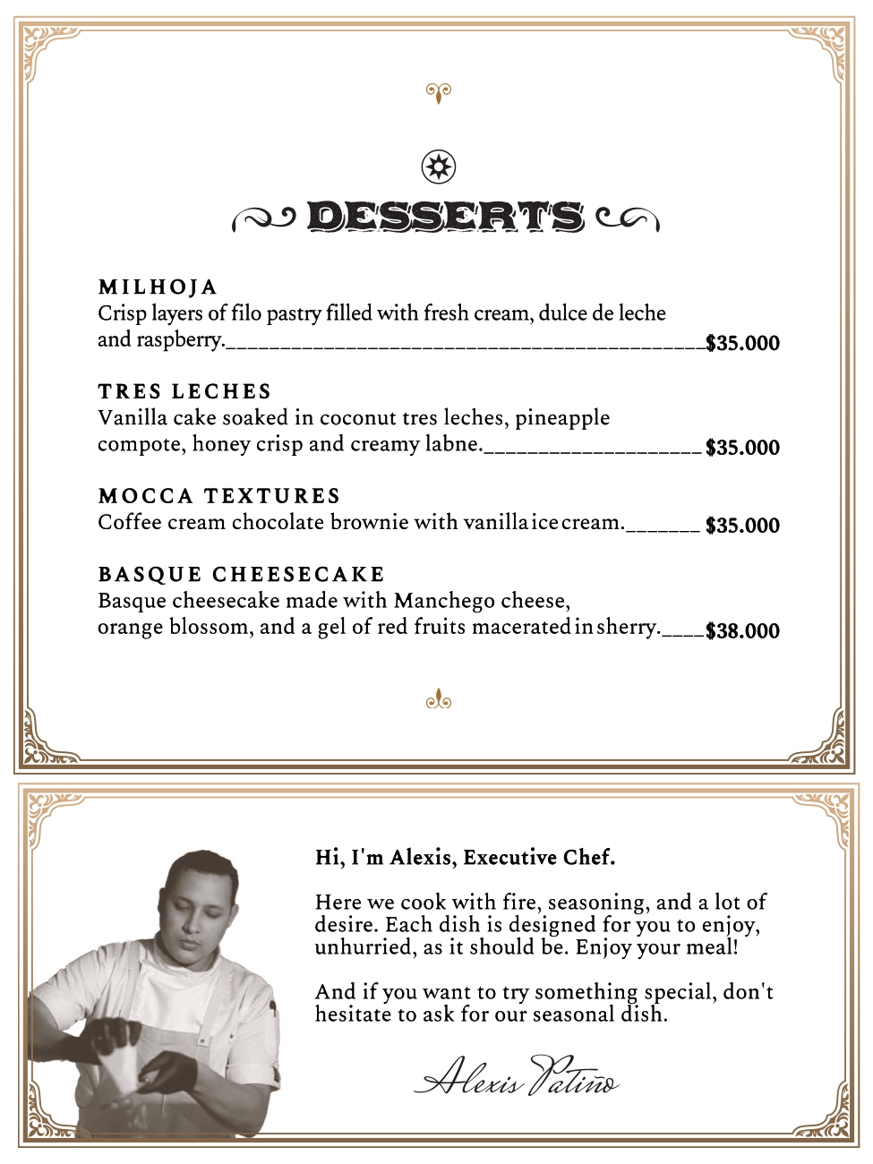 Carta bar restaurante Mombasa