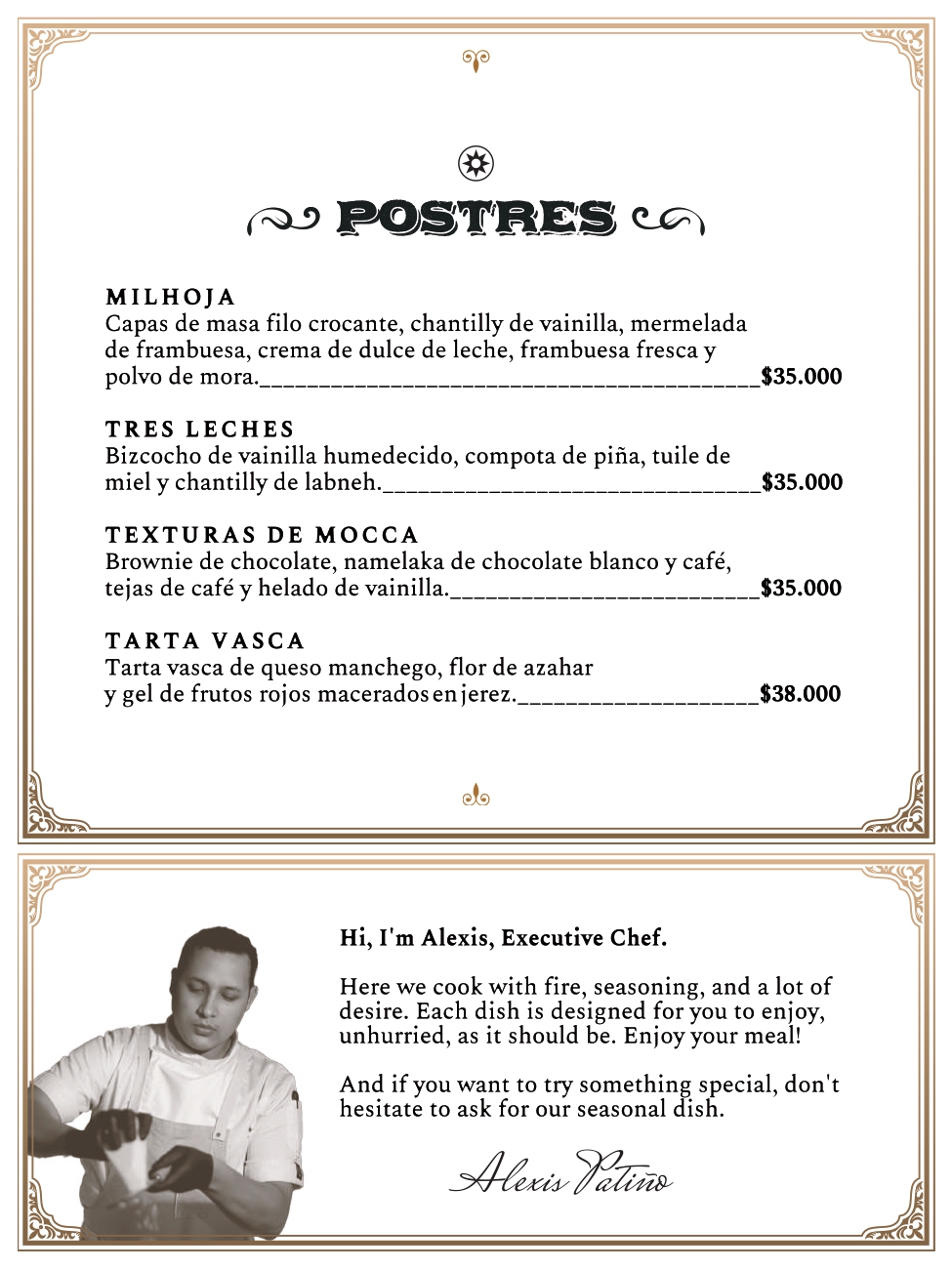 Carta bar restaurante Mombasa