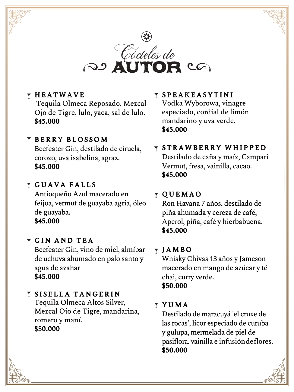 Carta bar restaurante Mombasa