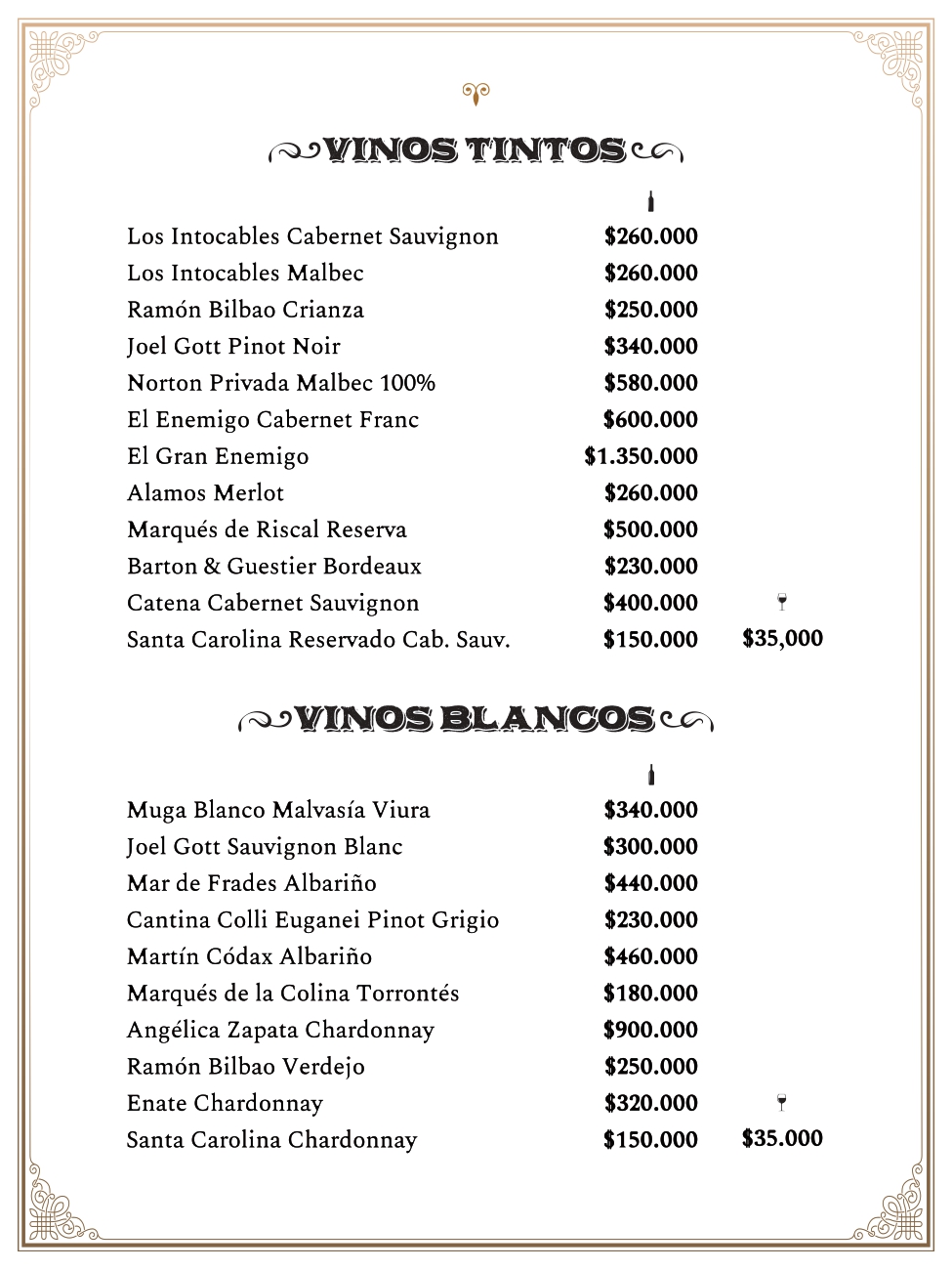 Carta bar restaurante Mombasa